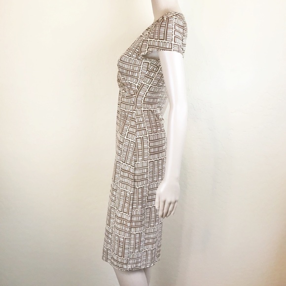 BCBG MAXAZRIA Neutral Brown & Tan Retro Geometric Sheath Dress - Picture 4 of 7